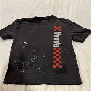 Hollister Black Honda Graphic T-Shirt with Red Checkered Design Mens size Small